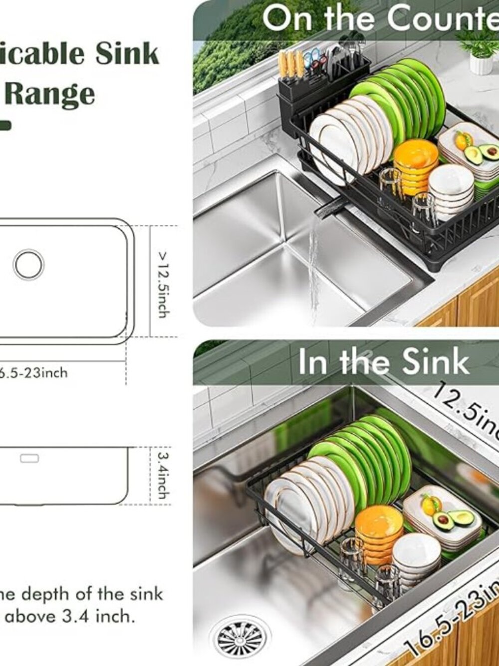 Compact Dish Drying Rack with Utensil Holder, Rust Resistant Organizer - Picture 7 of 7